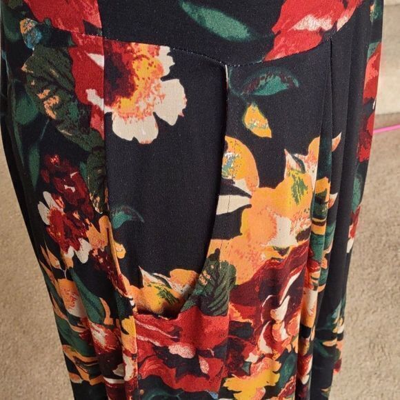 DouBCQ Women's Floral Print Casual Flowy‎ Pleated Loose Dress with Pockets Sz L - Picture 7 of 15